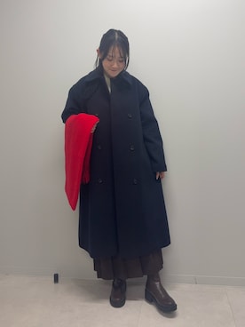 「アイテム（ストール/ショール）」を使った、あおいさん（レディース・158cm）の冬コーディネート