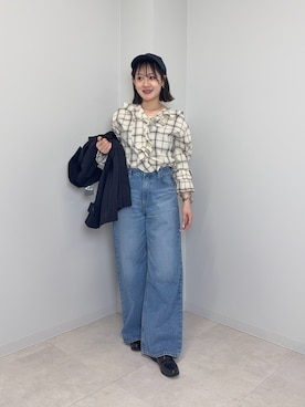 「URBAN RESEARCH（アーバンリサーチ）のBarbour　CASCADE CAP（キャップ、ブルー系）」を使った、あおいさん（レディース・158cm）の春コーディネート