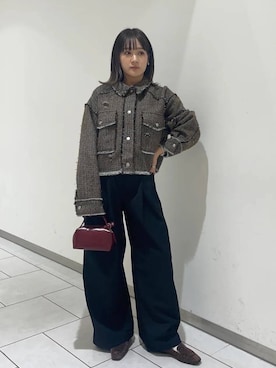 「アイテム（その他アウター、ブラウン系）」を使った、あおいさん（レディース・158cm）の秋コーディネート
