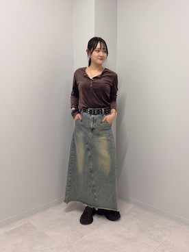 「ベロア」｜「アイテム（ローファー）」を使った、あおいさん（レディース・158cm）の秋コーディネート