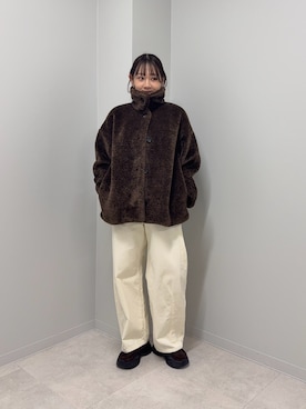 「URBAN RESEARCH DOORS（アーバンリサーチドアーズ）のコクーンシルエットボアコート（その他アウター）」を使った、あおいさん（レディース・158cm）の秋コーディネート