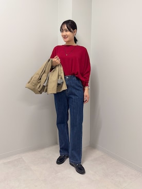「アイテム（ステンカラーコート）」を使った、あおいさん（レディース・158cm）の秋コーディネート