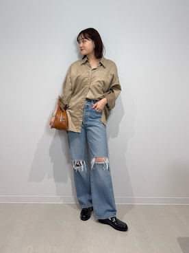 「アイテム（レインシューズ）」を使った、あおいさん（レディース・158cm）の秋コーディネート