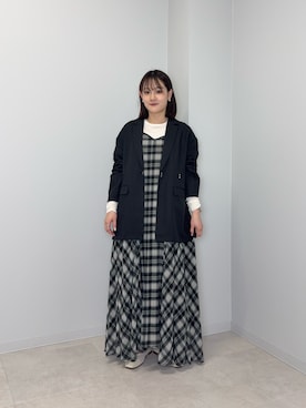 「KBF（ケイビーエフ）のアイテム（その他アウター）」を使った、あおいさん（レディース・158cm）の春コーディネート
