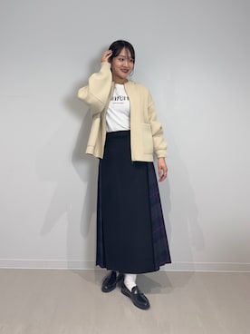 「アイテム（レインシューズ）」を使った、あおいさん（レディース・158cm）の秋コーディネート