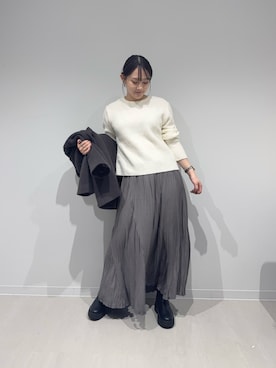 「URBAN RESEARCH ROSSO WOMEN（アーバンリサーチ　ロッソ）のワッシャープリーツスカート（スカート）」を使った、あおいさん（レディース・158cm）の秋コーディネート