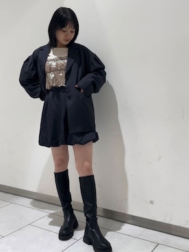 「KBF（ケイビーエフ）のシアーベロアシャーリングスリーブトップス（Tシャツ/カットソー）」を使った、あおいさん（レディース・158cm）の秋コーディネート