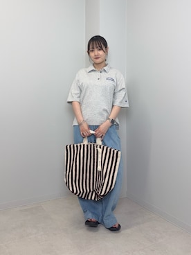「URBAN RESEARCH Sonny Label（アーバンリサーチサニーレーベル）の『別注』CHAMPION×Sonny Label　ポロシャツ（スウェット、グレー系）」を使った、あおいさん（レディース・158cm）の春コーディネート