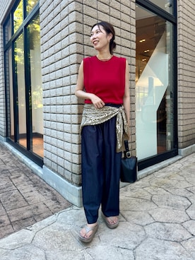 「アイテム（ニット/セーター）」を使った、jenachikaさん（レディース・166cm）の夏コーディネート