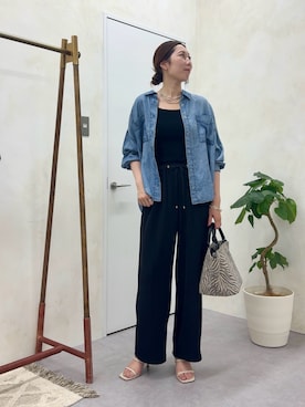 「Jena espace merveilleux(ジェナ エスパスメルヴェイユ)の【2サイズ展開/WEB限定カラー有】トロミイージーパンツ(その他パンツ、ブラック系)」を使った、jenachikaさん(レディース・166cm)の夏コーディネート