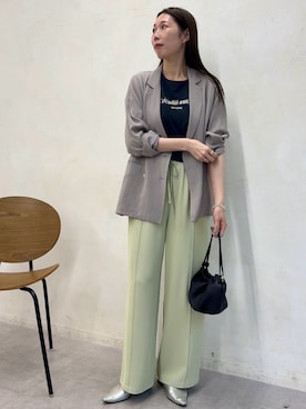 「Jena espace merveilleux(ジェナ エスパスメルヴェイユ)のコンパクトロゴカットソー(Tシャツ/カットソー、ブラック系)」を使った、jenachikaさん(レディース・166cm)の春コーディネート