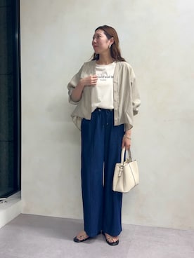 「Jena espace merveilleux(ジェナ エスパスメルヴェイユ)のコンパクトロゴカットソー(Tシャツ/カットソー、ホワイト系)」を使った、jenachikaさん(レディース・166cm)の春コーディネート