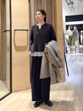 「アイテム（その他アウター、グレー系）」を使った、jenachikaさん（レディース・166cm）の冬コーディネート