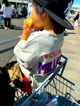 「アイテム（キャップ）」を使った、a2023mama3さん（キッズ・80cm）の秋コーディネート