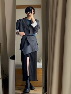 「カッコイイ女子」｜「アイテム（ジャケット/アウター）」を使った、んねさん（レディース・163cm）の春コーディネート
