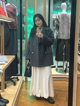 「アイテム（ボストンバッグ）」を使った、RUNAさん（レディース・158cm）の秋コーディネート