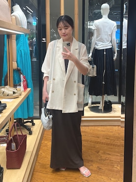 「RIVE DROITE（リヴドロワ）のアイテム（サンダル）」を使った、RUNAさん（骨格ウェーブ・レディース・158cm）の夏コーディネート