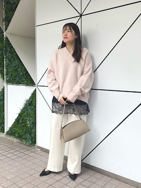 「アイテム（チョーカー）」を使った、RUNAさん（レディース・158cm）の秋コーディネート