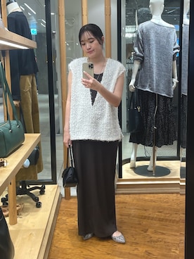 「アイテム（パンプス、グレー系）」を使った、RUNAさん（レディース・158cm）の夏コーディネート