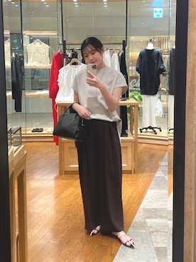 「アイテム（スラックス）」を使った、RUNAさん（レディース・158cm）の夏コーディネート