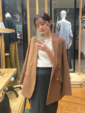 「秋コーデ」｜「アイテム（ジャケット/アウター）」を使った、RUNAさん（レディース・158cm）の夏コーディネート