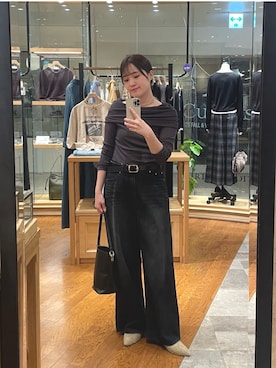 「RIVE DROITE（リヴドロワ）の【シーズンムードを高める】ボアミュール（その他シューズ）」を使った、RUNAさん（レディース・158cm）の夏コーディネート