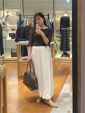 「キレイめコーデ」｜「アイテム（その他シューズ）」を使った、RUNAさん（レディース・158cm）の夏コーディネート