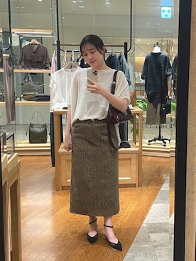 「アイテム（スカート、ブラウン系）」を使った、RUNAさん（レディース・158cm）の夏コーディネート