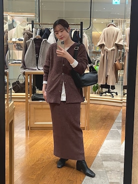 「アイテム（チョーカー）」を使った、RUNAさん（レディース・158cm）の秋コーディネート