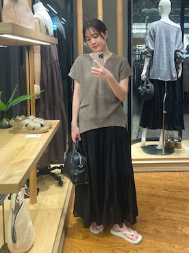 「アイテム（ボストンバッグ）」を使った、RUNAさん（レディース・158cm）の夏コーディネート