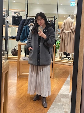 「おでかけコーデ」｜「アイテム（その他アウター）」を使った、RUNAさん（レディース・158cm）の冬コーディネート