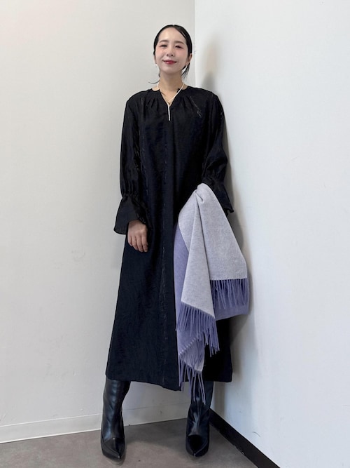 アルベロベロ☆フリンジニットストール+トップス ゆったり　黒112903 SHIPS（シップス） ストール マフラー 「手洗い可能」フォックス