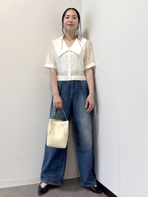 ワンタック ワイドデニムパンツ