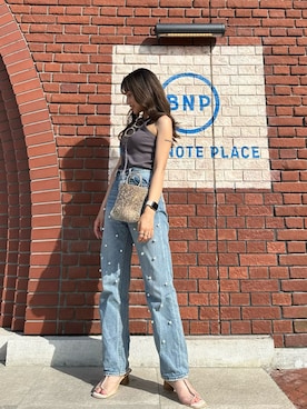 「PUBLUX（パブリュクス）のアイテム（サンダル）」を使った、akn  さん（レディース・156cm）の春コーディネート