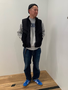 「アディダスオリジナルス」｜「アイテム（ダウンベスト）」を使った、KHさん（メンズ・174cm）の冬コーディネート