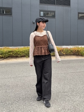 「アイテム（ハンチング/ベレー帽）」を使った、Aoha.さん（レディース・160cm）の秋コーディネート