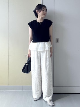 「VIS（ビス）のオーガンジードッキングフレンチニット（ニット/セーター）」を使った、mayu☺︎さん（レディース・162cm）の夏コーディネート