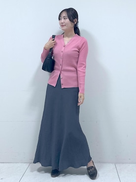 「アイテム（カーディガン/ボレロ、ピンク系）」を使った、mayu☺︎さん（レディース・162cm）の秋コーディネート