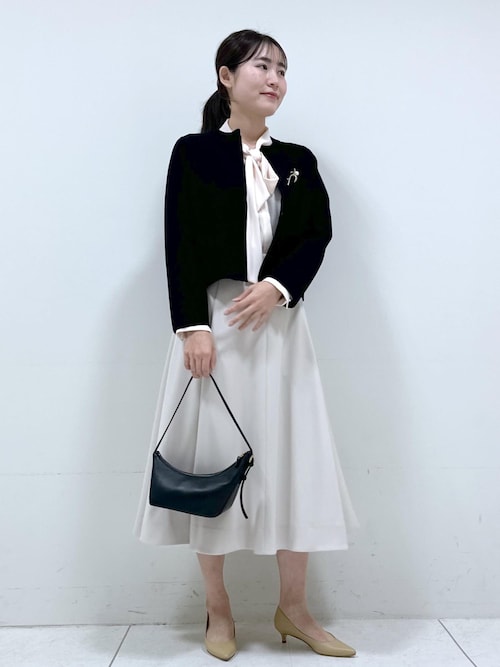 美品 ロペ ROPE' 2万円 ボウタイブラウス ホワイト プリーツブラウス ROPE' PICNIC ブラウス シャツ 「WEB限定40サイズ」ジョーゼット配色