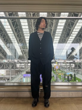 「黒カーディガン」｜はまさん（メンズ・170cm）の春コーディネート