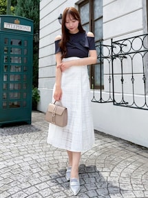 dazzlin ツイストシアーチェックコルセットワンピース　オフホワイト dazzlin（ダズリン）の「ツイストシアーチェックコルセット
