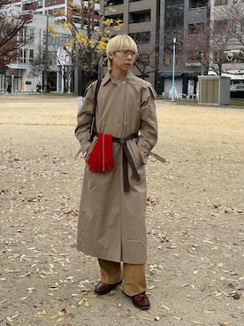 「アイテム（トレンチコート）」を使った、SHUHEIさん（メンズ・166cm）の冬コーディネート