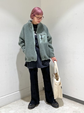 「MILKFED.」｜「アイテム（ブルゾン）」を使った、神谷 晶紀子さん（レディース・158cm）の冬コーディネート