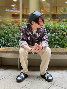 「AVIREX（アヴィレックス）のアイテム（サンダル）」を使った、たつやさん（メンズ・165cm）の春コーディネート