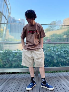 「AVIREX（アヴィレックス）のアイテム（スリッポン）」を使った、たつやさん（メンズ・165cm）の春コーディネート