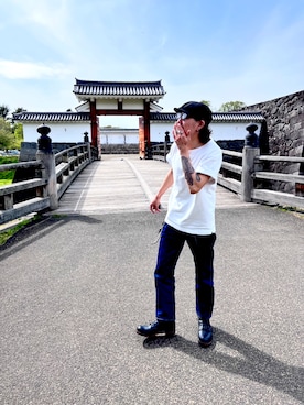 「CALEE（キャリー）のアイテム（帽子）」を使った、はるさん（メンズ・171cm）の春コーディネート