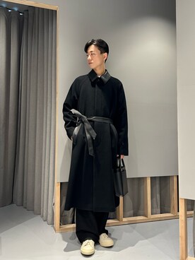 「LOVELESS（ラブレス）のアイテム（ステンカラーコート）」を使った、Kiyoさん（メンズ・173cm）の秋コーディネート