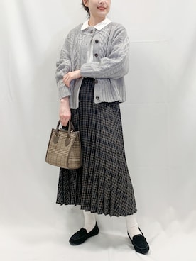 「ケーブルニット」｜「アイテム（モカシン/デッキシューズ）」を使った、yamaさん（レディース・169cm）の秋コーディネート