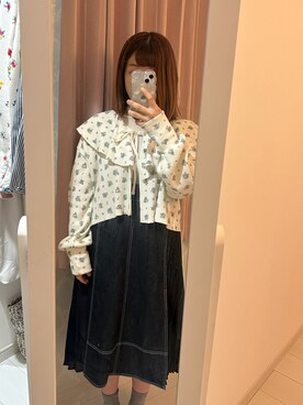 「poppyのアイテム（カーディガン/ボレロ、ホワイト系）」を使った、niko2osanpo28さん（レディース・154cm）の春コーディネート