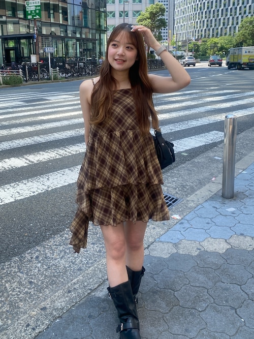 Chico チコ ティアードサイドドロップフリルミニワンピース